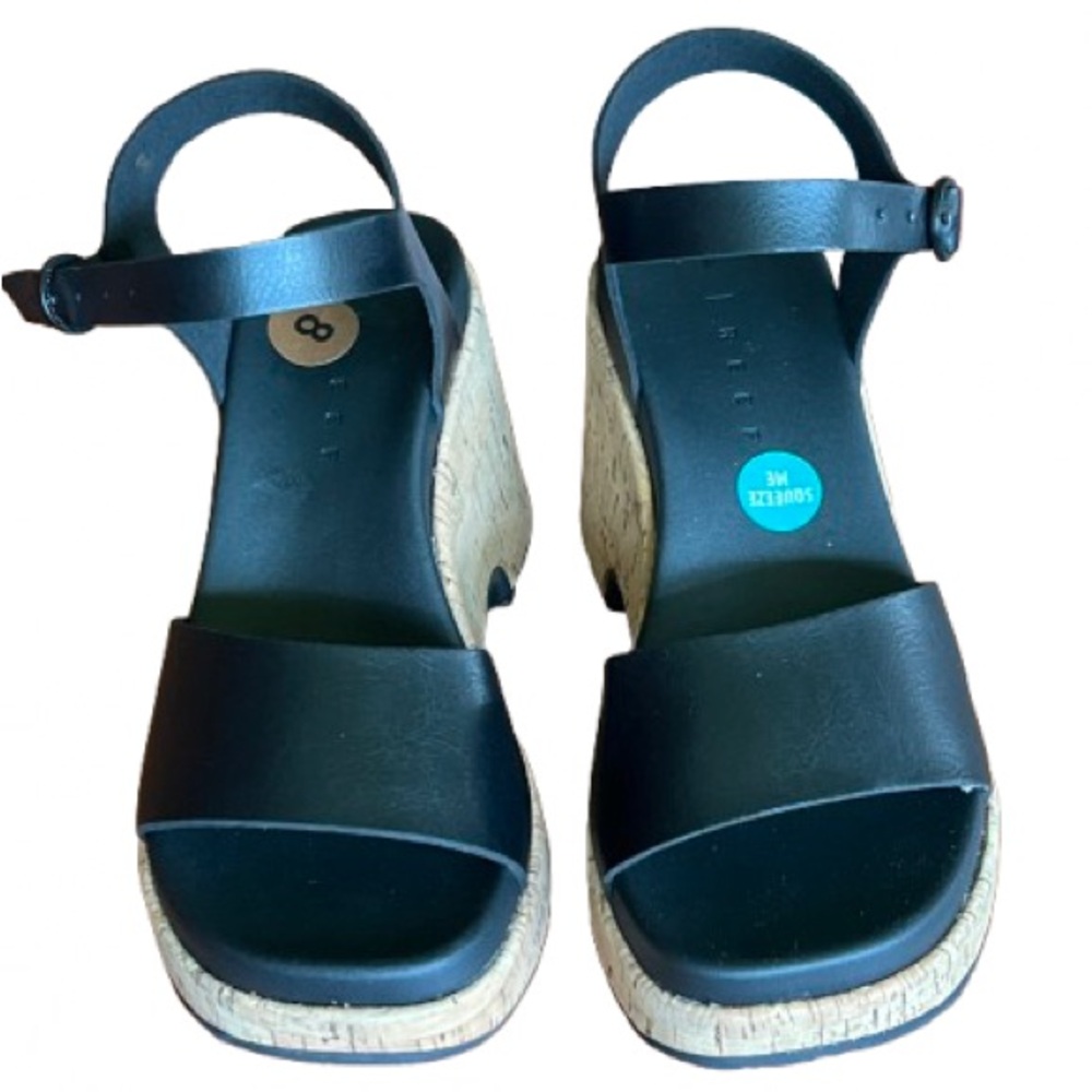 Reef Black Cork Platform Sandals - Picture 2 of 13